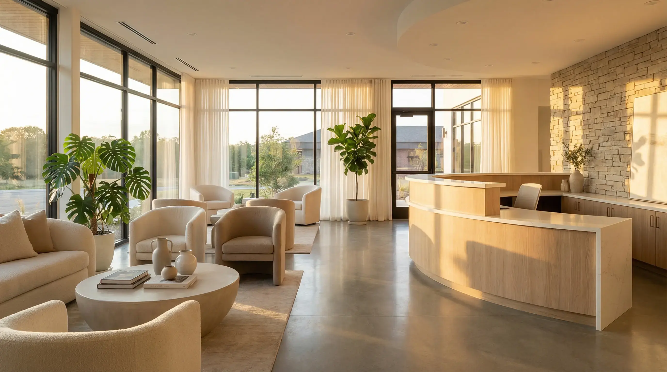 Phoenix Rehab clinic reception — welcoming and modern