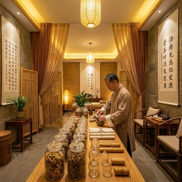 Traditional Chinese Medicine practitioner preparing herbal medicine at Phoenix Rehab Burnaby